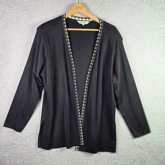 Howard Wolf Escape Cardigan XL Black VTG Metallic Trim Removable Shoulder Pads - Picture 12 of 16